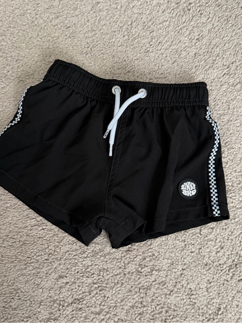 Binky Bro Black Swim Trunks with Checker Trim 18-24 months